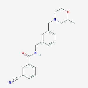 3-cyano-N-[[3-[(2-methylmorpholin-4-yl)methyl]phenyl]methyl]benzamide