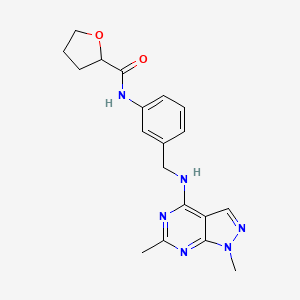 molecular formula C19H22N6O2 B7533106 N-[3-[[(1,6-dimethylpyrazolo[3,4-d]pyrimidin-4-yl)amino]methyl]phenyl]oxolane-2-carboxamide 