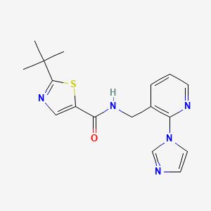 molecular formula C17H19N5OS B7533134 2-tert-butyl-N-[(2-imidazol-1-ylpyridin-3-yl)methyl]-1,3-thiazole-5-carboxamide 