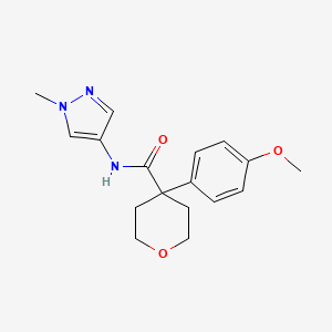 molecular formula C17H21N3O3 B7533149 4-(4-methoxyphenyl)-N-(1-methyl-1H-pyrazol-4-yl)tetrahydro-2H-pyran-4-carboxamide 