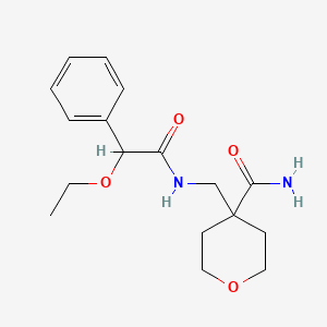 4-[[(2-Ethoxy-2-phenylacetyl)amino]methyl]oxane-4-carboxamide