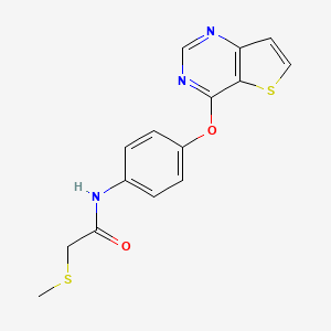 molecular formula C15H13N3O2S2 B7533168 2-methylsulfanyl-N-(4-thieno[3,2-d]pyrimidin-4-yloxyphenyl)acetamide 