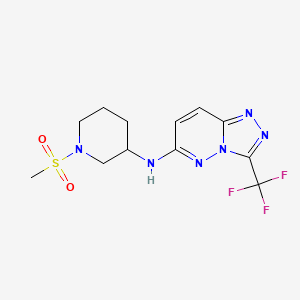 molecular formula C12H15F3N6O2S B7533171 N-(1-methylsulfonylpiperidin-3-yl)-3-(trifluoromethyl)-[1,2,4]triazolo[4,3-b]pyridazin-6-amine 