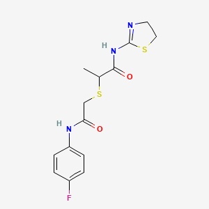 molecular formula C14H16FN3O2S2 B7533202 N-(4,5-dihydro-1,3-thiazol-2-yl)-2-[2-(4-fluoroanilino)-2-oxoethyl]sulfanylpropanamide 