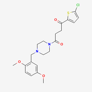 molecular formula C21H25ClN2O4S B7533248 1-(5-Chlorothiophen-2-yl)-4-[4-[(2,5-dimethoxyphenyl)methyl]piperazin-1-yl]butane-1,4-dione 