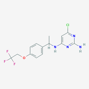 molecular formula C14H14ClF3N4O B7533252 6-chloro-4-N-[1-[4-(2,2,2-trifluoroethoxy)phenyl]ethyl]pyrimidine-2,4-diamine 