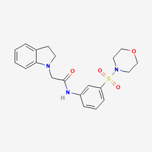 molecular formula C20H23N3O4S B7533268 2-(2,3-dihydroindol-1-yl)-N-(3-morpholin-4-ylsulfonylphenyl)acetamide 