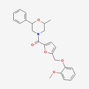 molecular formula C24H25NO5 B7533288 [5-[(2-Methoxyphenoxy)methyl]furan-2-yl]-(2-methyl-6-phenylmorpholin-4-yl)methanone 