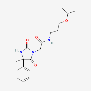 molecular formula C18H25N3O4 B7533296 2-(4-methyl-2,5-dioxo-4-phenylimidazolidin-1-yl)-N-(3-propan-2-yloxypropyl)acetamide 
