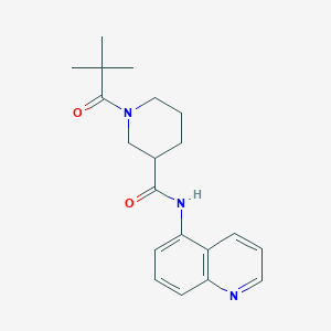 molecular formula C20H25N3O2 B7533322 1-(2,2-dimethylpropanoyl)-N-quinolin-5-ylpiperidine-3-carboxamide 