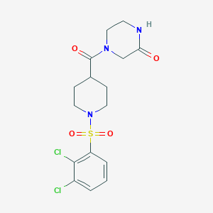 molecular formula C16H19Cl2N3O4S B7533344 4-[1-(2,3-Dichlorophenyl)sulfonylpiperidine-4-carbonyl]piperazin-2-one 