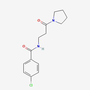 molecular formula C14H17ClN2O2 B7533360 4-chloro-N-(3-oxo-3-pyrrolidin-1-ylpropyl)benzamide 