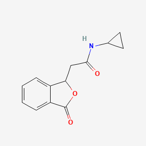molecular formula C13H13NO3 B7533364 N-cyclopropyl-2-(3-oxo-1H-2-benzofuran-1-yl)acetamide 