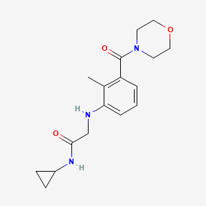 molecular formula C17H23N3O3 B7533372 N-cyclopropyl-2-[2-methyl-3-(morpholine-4-carbonyl)anilino]acetamide 