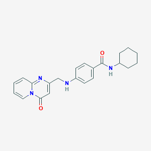 molecular formula C22H24N4O2 B7533388 N-cyclohexyl-4-[(4-oxopyrido[1,2-a]pyrimidin-2-yl)methylamino]benzamide 