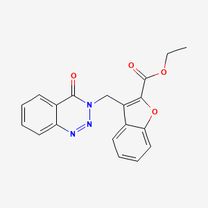 molecular formula C19H15N3O4 B7533393 Ethyl 3-[(4-oxo-1,2,3-benzotriazin-3-yl)methyl]-1-benzofuran-2-carboxylate 