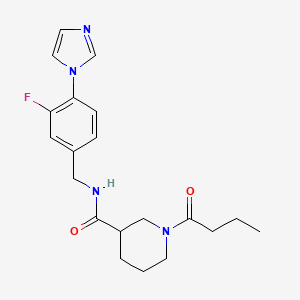 molecular formula C20H25FN4O2 B7533415 1-butanoyl-N-[(3-fluoro-4-imidazol-1-ylphenyl)methyl]piperidine-3-carboxamide 