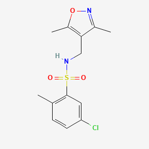 molecular formula C13H15ClN2O3S B7533452 5-chloro-N-[(3,5-dimethyl-1,2-oxazol-4-yl)methyl]-2-methylbenzenesulfonamide 
