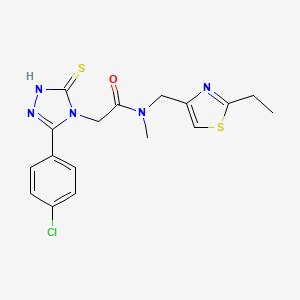 2-[3-(4-chlorophenyl)-5-sulfanylidene-1H-1,2,4-triazol-4-yl]-N-[(2-ethyl-1,3-thiazol-4-yl)methyl]-N-methylacetamide