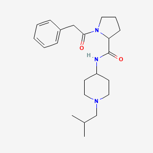 molecular formula C22H33N3O2 B7533489 N-[1-(2-methylpropyl)piperidin-4-yl]-1-(2-phenylacetyl)pyrrolidine-2-carboxamide 
