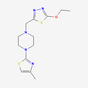 molecular formula C13H19N5OS2 B7533499 2-Ethoxy-5-[[4-(4-methyl-1,3-thiazol-2-yl)piperazin-1-yl]methyl]-1,3,4-thiadiazole 