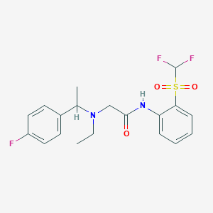 molecular formula C19H21F3N2O3S B7533515 N-[2-(difluoromethylsulfonyl)phenyl]-2-[ethyl-[1-(4-fluorophenyl)ethyl]amino]acetamide 