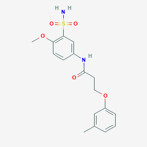 molecular formula C17H20N2O5S B7533570 N-(4-methoxy-3-sulfamoylphenyl)-3-(3-methylphenoxy)propanamide 