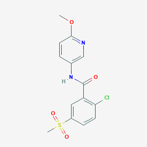 molecular formula C14H13ClN2O4S B7533578 2-chloro-N-(6-methoxypyridin-3-yl)-5-methylsulfonylbenzamide 
