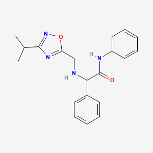 molecular formula C20H22N4O2 B7533586 N,2-diphenyl-2-[(3-propan-2-yl-1,2,4-oxadiazol-5-yl)methylamino]acetamide 