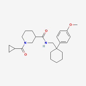 molecular formula C24H34N2O3 B7533589 1-(cyclopropanecarbonyl)-N-[[1-(4-methoxyphenyl)cyclohexyl]methyl]piperidine-3-carboxamide 