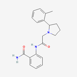 molecular formula C20H23N3O2 B7533596 2-[[2-[2-(2-Methylphenyl)pyrrolidin-1-yl]acetyl]amino]benzamide 