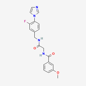 molecular formula C20H19FN4O3 B7533615 N-[2-[(3-fluoro-4-imidazol-1-ylphenyl)methylamino]-2-oxoethyl]-3-methoxybenzamide 
