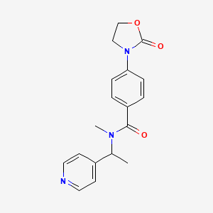 molecular formula C18H19N3O3 B7533651 N-methyl-4-(2-oxo-1,3-oxazolidin-3-yl)-N-(1-pyridin-4-ylethyl)benzamide 