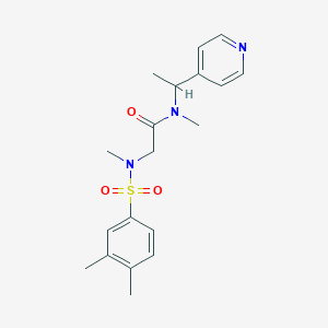 molecular formula C19H25N3O3S B7533691 2-[(3,4-dimethylphenyl)sulfonyl-methylamino]-N-methyl-N-(1-pyridin-4-ylethyl)acetamide 