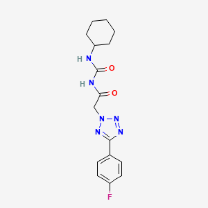 molecular formula C16H19FN6O2 B7533725 N-(cyclohexylcarbamoyl)-2-[5-(4-fluorophenyl)tetrazol-2-yl]acetamide 
