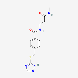 molecular formula C14H17N5O2S B7533748 N-[3-(methylamino)-3-oxopropyl]-4-(1H-1,2,4-triazol-5-ylsulfanylmethyl)benzamide 