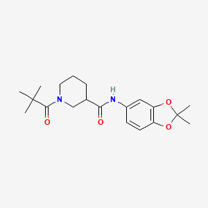 molecular formula C20H28N2O4 B7533757 N-(2,2-dimethyl-1,3-benzodioxol-5-yl)-1-(2,2-dimethylpropanoyl)piperidine-3-carboxamide 