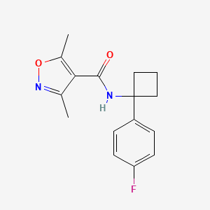 molecular formula C16H17FN2O2 B7533771 N-[1-(4-fluorophenyl)cyclobutyl]-3,5-dimethyl-1,2-oxazole-4-carboxamide 
