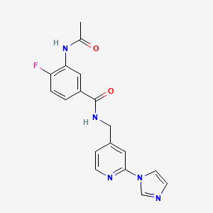 molecular formula C18H16FN5O2 B7533777 3-acetamido-4-fluoro-N-[(2-imidazol-1-ylpyridin-4-yl)methyl]benzamide 