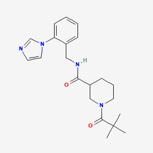 molecular formula C21H28N4O2 B7533812 1-(2,2-dimethylpropanoyl)-N-[(2-imidazol-1-ylphenyl)methyl]piperidine-3-carboxamide 