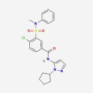 molecular formula C22H23ClN4O3S B7533857 4-chloro-N-(2-cyclopentylpyrazol-3-yl)-3-[methyl(phenyl)sulfamoyl]benzamide 