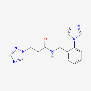 molecular formula C15H16N6O B7533877 N-[(2-imidazol-1-ylphenyl)methyl]-3-(1,2,4-triazol-1-yl)propanamide 