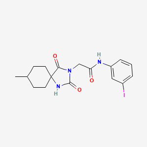 molecular formula C17H20IN3O3 B7533880 N-(3-iodophenyl)-2-(8-methyl-2,4-dioxo-1,3-diazaspiro[4.5]decan-3-yl)acetamide 