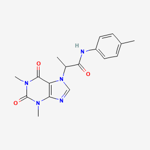 molecular formula C17H19N5O3 B7533917 2-(1,3-dimethyl-2,6-dioxopurin-7-yl)-N-(4-methylphenyl)propanamide 