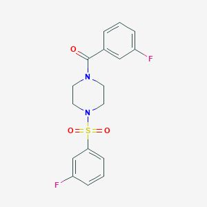 molecular formula C17H16F2N2O3S B7533930 (3-Fluorophenyl)-[4-(3-fluorophenyl)sulfonylpiperazin-1-yl]methanone 