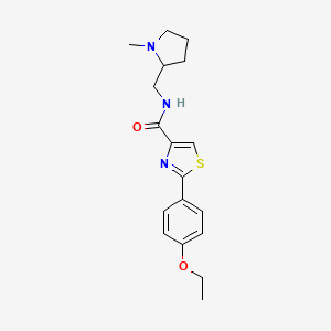 molecular formula C18H23N3O2S B7533937 2-(4-ethoxyphenyl)-N-[(1-methylpyrrolidin-2-yl)methyl]-1,3-thiazole-4-carboxamide 
