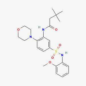 molecular formula C23H31N3O5S B7533980 N-[5-[(2-methoxyphenyl)sulfamoyl]-2-morpholin-4-ylphenyl]-3,3-dimethylbutanamide 