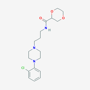molecular formula C18H26ClN3O3 B7533990 N-[3-[4-(2-chlorophenyl)piperazin-1-yl]propyl]-1,4-dioxane-2-carboxamide 