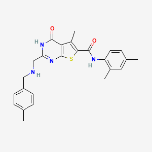 molecular formula C25H26N4O2S B7534001 N-(2,4-dimethylphenyl)-5-methyl-2-[[(4-methylphenyl)methylamino]methyl]-4-oxo-3H-thieno[2,3-d]pyrimidine-6-carboxamide 