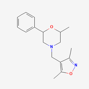 molecular formula C17H22N2O2 B7534012 4-[(3,5-Dimethyl-1,2-oxazol-4-yl)methyl]-2-methyl-6-phenylmorpholine 
